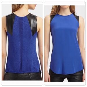 New, Parker “Jeri” Blue & Black Leather Top!